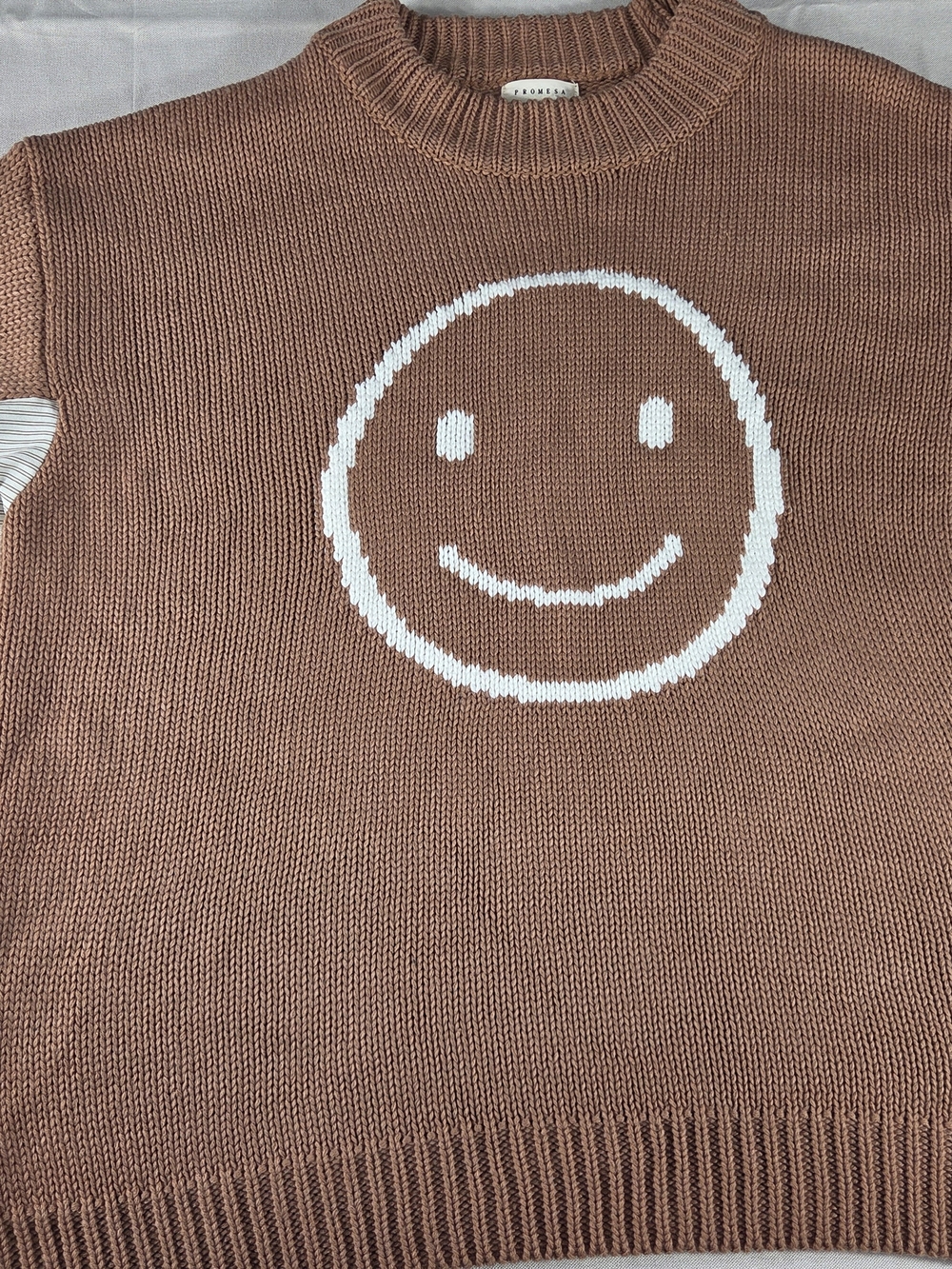Promesa Smiley Face Knit Sweater Shirt Sleeve Illusion Small - Picture 2 of 11